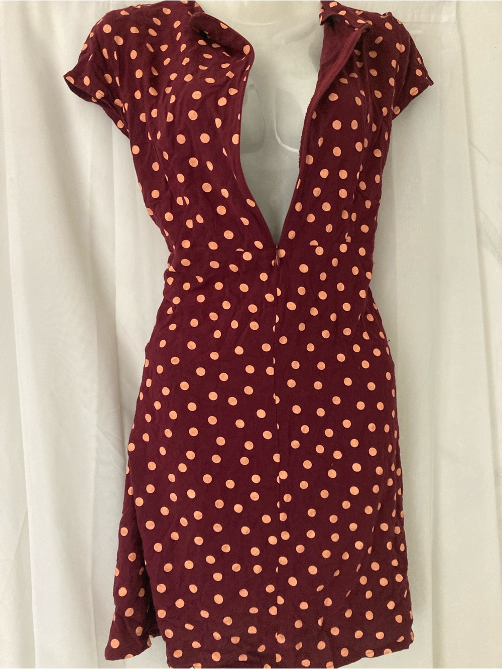 Vero Moda Burgundy Polka Dot Mini Dress Women’s M Retro Pin-Up